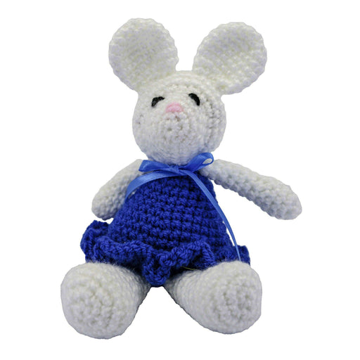Market on Blackhawk:  Crochet Mouse Stuffed Animal (handmade) - White Mouse, with Deep Blue Dress  |   Pretty Cute Creations by Pat
