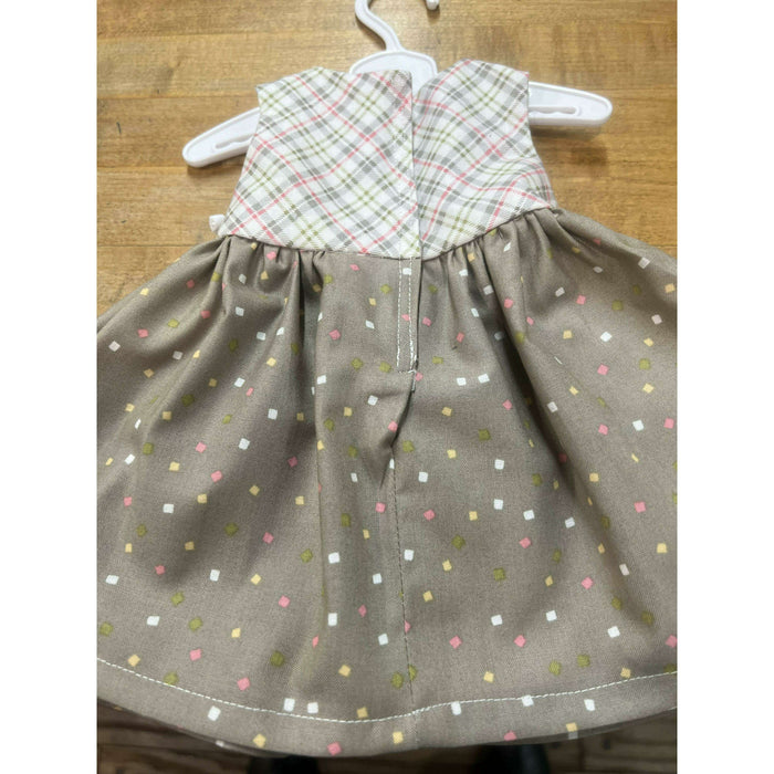 Market on Blackhawk:  Doll Dress - Taupe & Plaid for 18" Doll (handmade)   |   O Baby Creations & Kathys Simply Cakes