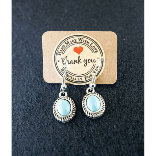 Market on Blackhawk:  Handmade Earrings from Cowgirl Pretty - Shiny Metal with Blue  (1.25" long, 0.2 oz.)  |   Cowgirl Pretty