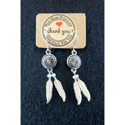 Market on Blackhawk:  Handmade Earrings from Cowgirl Pretty - Multi Feathers  (2" long, 0.25 oz.)  |   Cowgirl Pretty