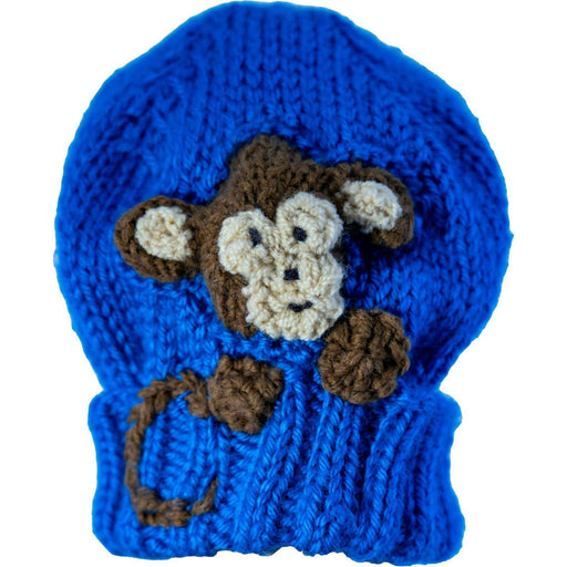 Market on Blackhawk:  Handmade Hat with Animal - Blue with Monkey (1-4 yrs., 1.7 oz.))  |   Pretty Cute Creations by Judi