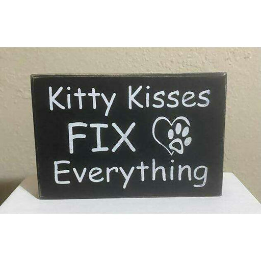 Market on Blackhawk:  Kitty Kisses fix Everything - Handmade Painted Wood Sign   |   Ceils Crafts