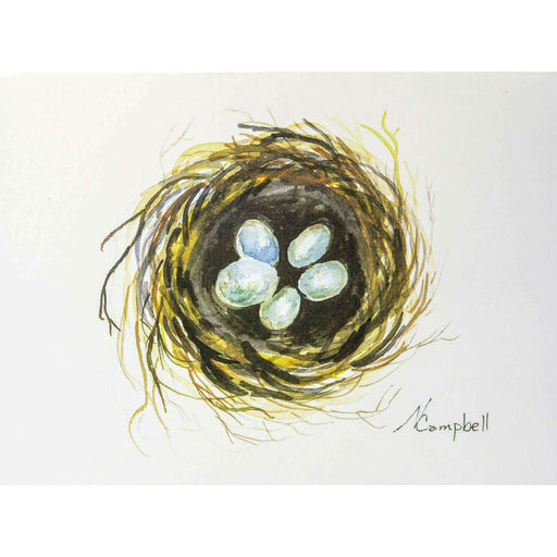 Market on Blackhawk:  Robin Egg in Nest Watercolor Card  (5" x 7") - Robin egg in nest Card  |   Natalie Campbell