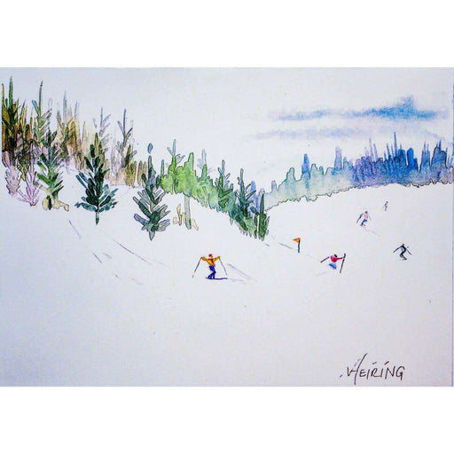 Market on Blackhawk:  Skiing Fun - a 5" x 7" Watercolor Card with Envelope - Default Title  |   Natalie Campbell
