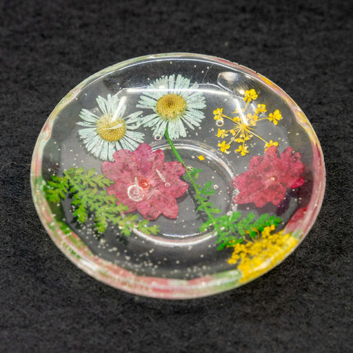 Market on Blackhawk:  Resin Bowls - Small - Clear Shallow Flower Heart Bowl  (2.5" long, 2.5" wide, 0.5" tall, 0.7 oz.)  |   Mystic Creations
