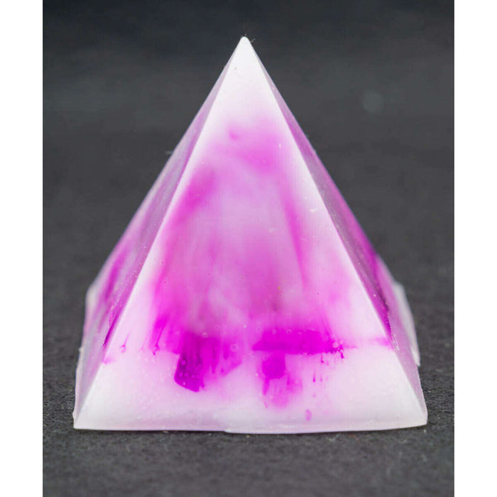 Market on Blackhawk:  Resin Tabletop Pyramids - White w/Pink Swirls   (2.13