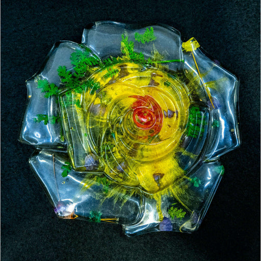 Market on Blackhawk:  Rose Flower Coasters - Clear & Yellow  |   Mystic Creations