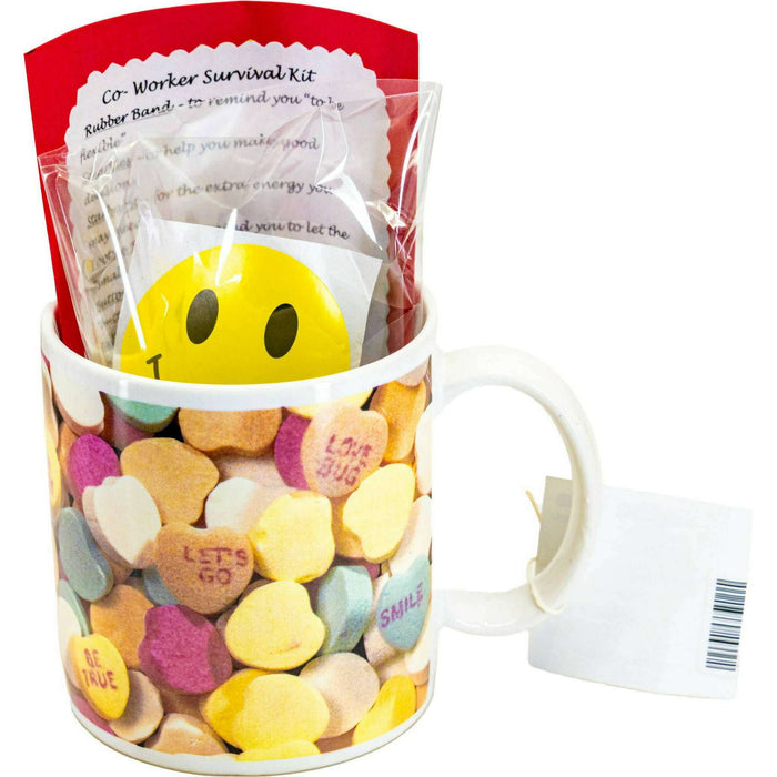 Market on Blackhawk:  Co-Worker Survival Kit in a Mug: Valentine's Day Edition - Candy Heart - Mug is 3.5" tall (13.9 oz.)  |   Rag Rug Haven
