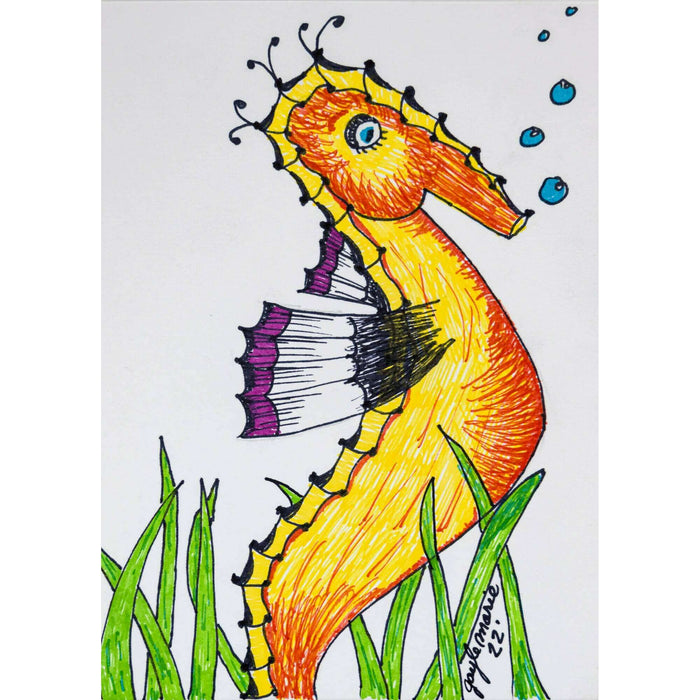Market on Blackhawk:  Seahorse - a Zendoodle Greeting Card with Envelope - Seahorse (child)  |   Things That Garnish