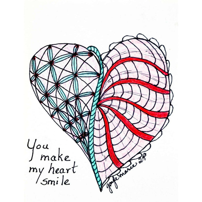 Market on Blackhawk:  Valentine's Day Zendoodle Cards with Envelope - You make my heart smile  |   Things That Garnish