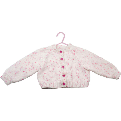 Market on Blackhawk:  Cardigan Sweaters for Girls - Pink Speckled Heart Buttons (6 to 12 Months)  |   Pretty Cute Creations by Judi