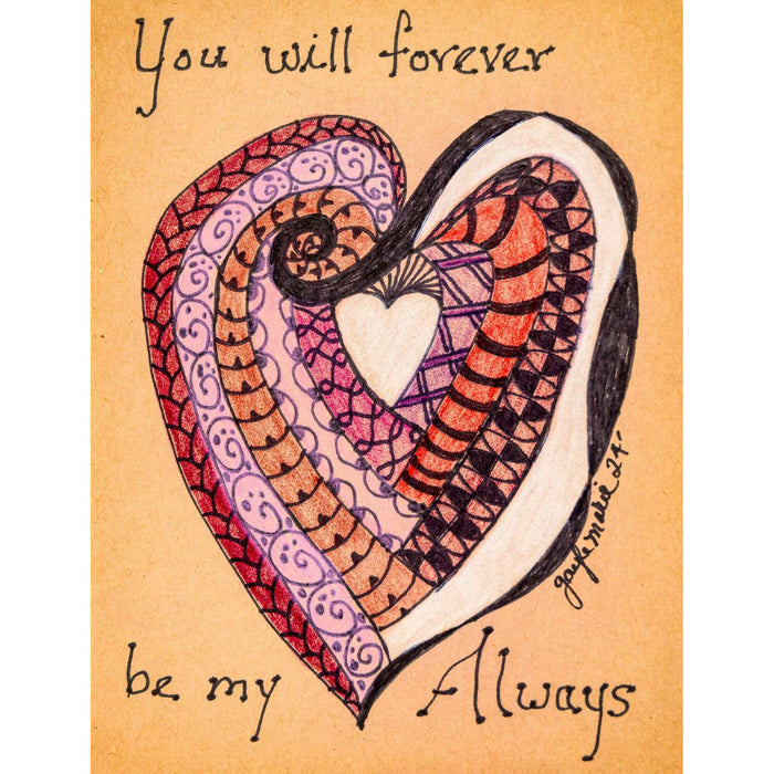 Market on Blackhawk:  Valentine's Day Zendoodle Cards with Envelope - You will forever be my Always  |   Things That Garnish