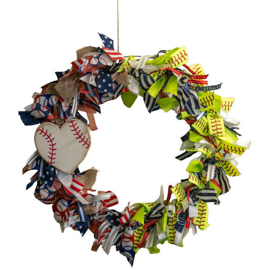 Market on Blackhawk:  Baseball Wreaths - Multi-Colored  (18.5 "  round, 0.5" thin - 1 lb. 2 oz.)  |   Pretty Cute Creations by Pat