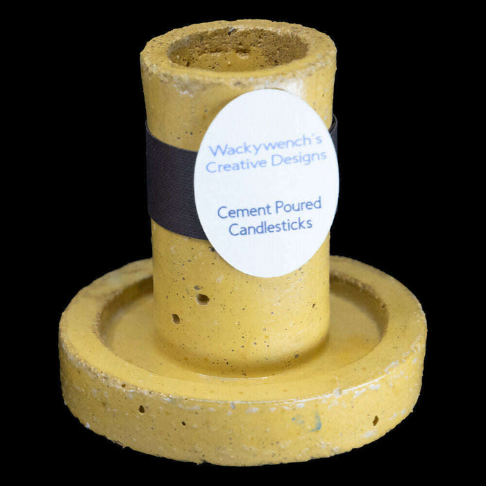 Market on Blackhawk:  Candlestick Holders - Yellow Daffodil Cement - LARGE (3" H x 2.75" Round - 5.6 oz.)  |   Wacky Wench’s Creative Designs