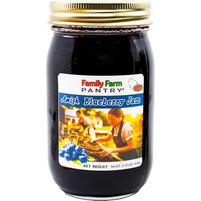 Market on Blackhawk:  Amish Fruit Jams (Bontrager) - Amish Blueberry Jam  (16 oz. jar)  |   Family Farm Pantry (Bontreger)