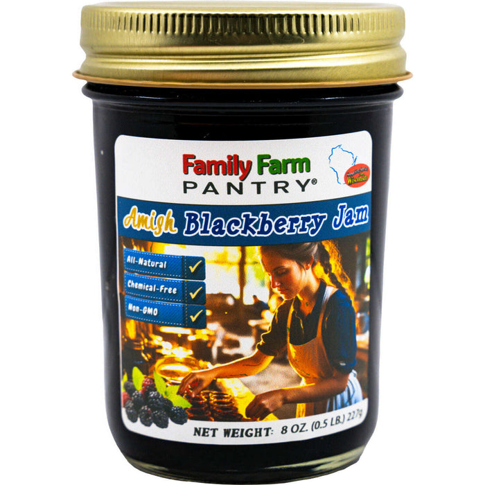 Market on Blackhawk:  Amish Fruit Jams (Bontrager) - Amish Blackberry Jam  (8 oz. jar)  |   Family Farm Pantry (Bontreger)
