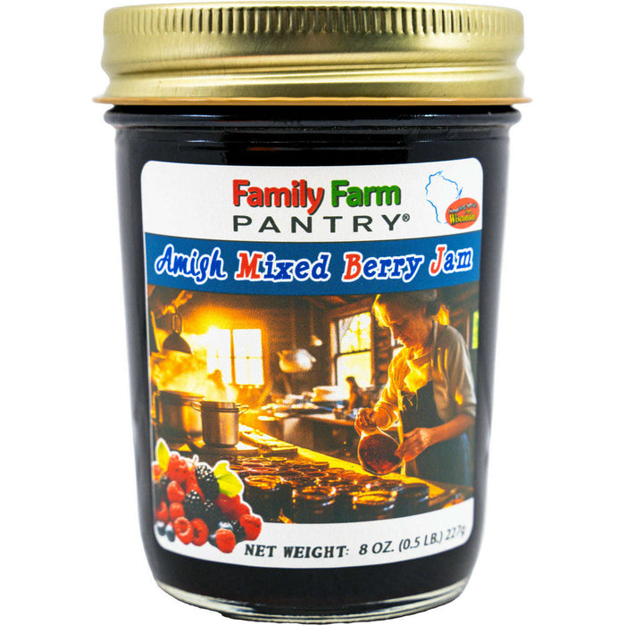 Market on Blackhawk:  Amish Fruit Jams (Bontrager) - Amish Mixed Berry Jam  (8 oz. jar)  |   Family Farm Pantry (Bontreger)