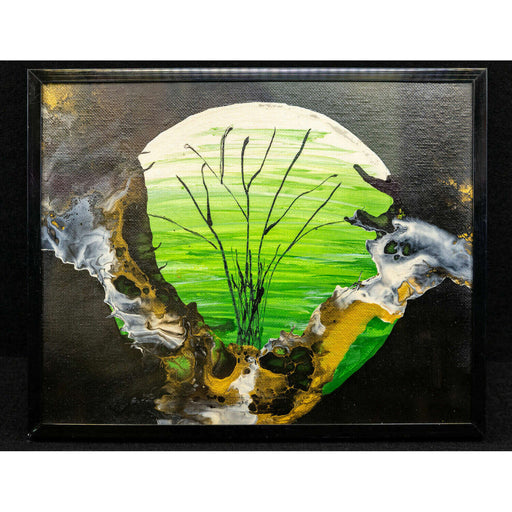 Market on Blackhawk:  FLUID ART: Green & Gold Moon (8" x 10") - Default Title  |   Things That Garnish