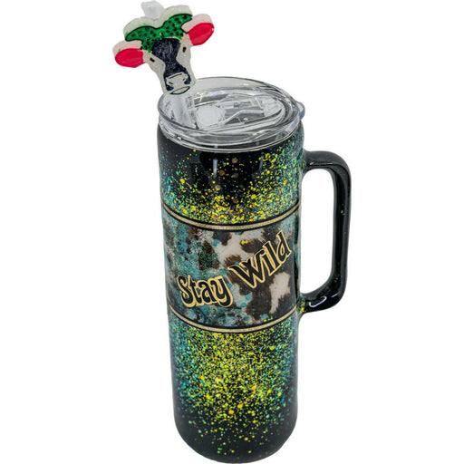 Market on Blackhawk:  Hoggdle Tumbers with Handles - Stay Wild - 20 oz. capacity - (4" widest, 8.5" tall without Straw, 1.06 lbs)  |   Wacky Wench’s Creative Designs
