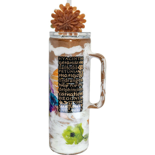 Market on Blackhawk:  Hoggdle Tumbers with Handles - Flower Names - 20 oz. capacity - (4" widest, 8.5" tall without Straw, 1.06 lbs)  |   Wacky Wench’s Creative Designs