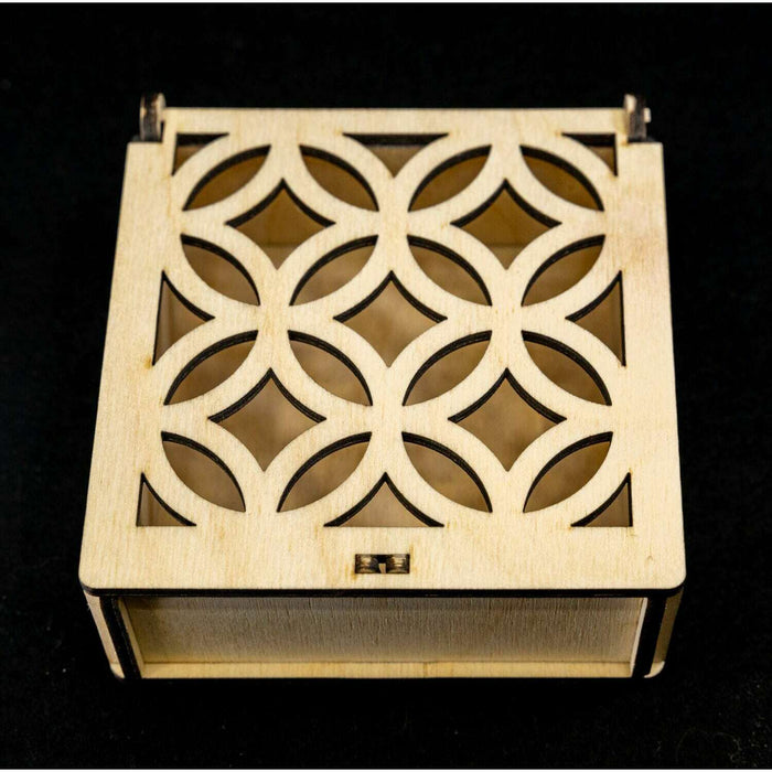 Market on Blackhawk:  Laser-Cut Gift Boxes with Hinged Lid - Style 1:  3.5" x 3.5" x 1.5" box  |   Woodworking Creations