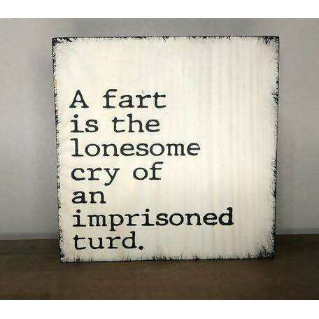 Market on Blackhawk:  A Fart is the Lonesome Cry of an Imprisoned Turd. - Handmade Painted Wood Sign - Default Title  |   Ceils Crafts