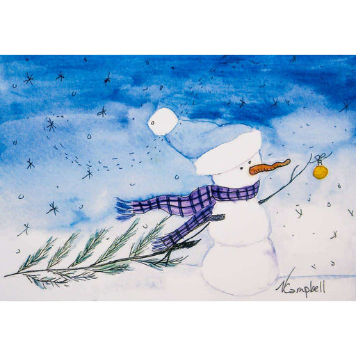 Market on Blackhawk:  A First Snowman Christmas - a 5" x 7" Watercolor Card with Envelope - Default Title  |   Natalie Campbell
