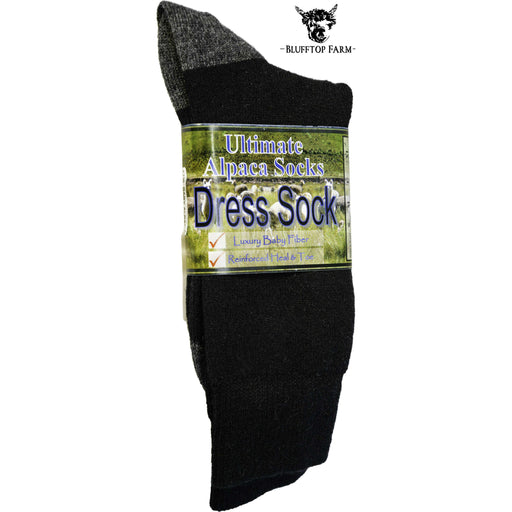 Market on Blackhawk:  Alpaca Dress Socks - Solids & Stripes - Black (Small)  |   Blufftop Farm
