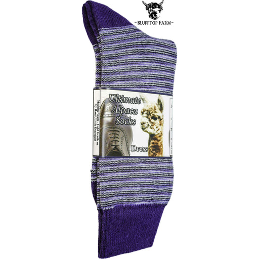 Market on Blackhawk:  Alpaca Dress Socks - Solids & Stripes - Small - Violet Striped  |   Blufftop Farm