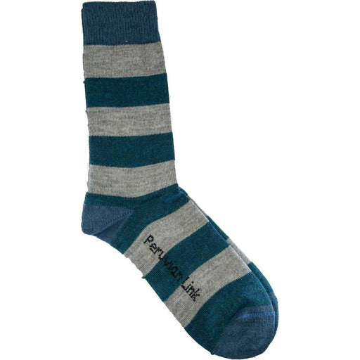 Market on Blackhawk:  Alpaca Tri-Color Striped Socks - Alpaca Tri-Color Striped Socks- Blue- S/M  |   Blufftop Farm