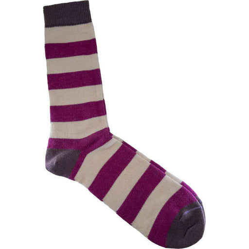 Market on Blackhawk:  Alpaca Tri-Color Striped Socks - Alpaca Tri-Color Striped Socks- Fuchsia- S/M  |   Blufftop Farm
