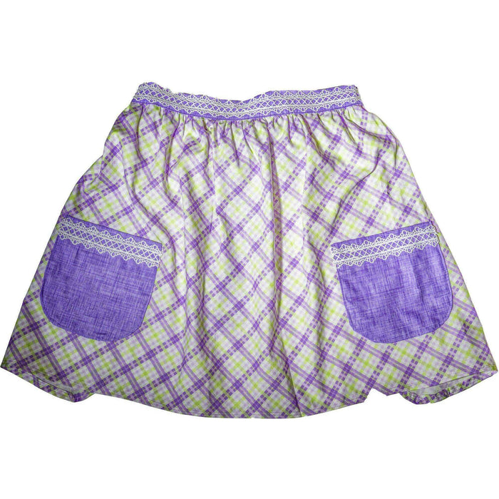 Market on Blackhawk:  Aprons & Reversable Aprons - Green/Lavendar Plaid (17" L x 24" waist, with two-27.5" ties)  |   O Baby Creations & Kathys Simply Cakes