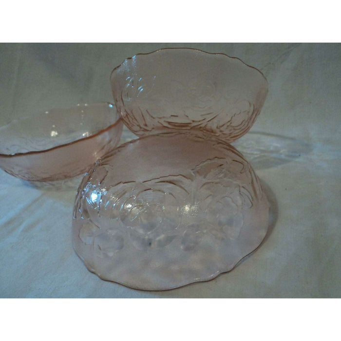 Market on Blackhawk:  Arcoror of France Luminare Rosalina Pink Glass with Rose Pattern Bowls   |   Rag Rug Haven