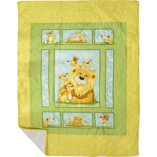 Market on Blackhawk:  Baby Quilts - Handmade - Yellow & Green with Cartoon Lions  (56" x 45", 1.69 lbs.)  |   O Baby Creations & Kathys Simply Cakes
