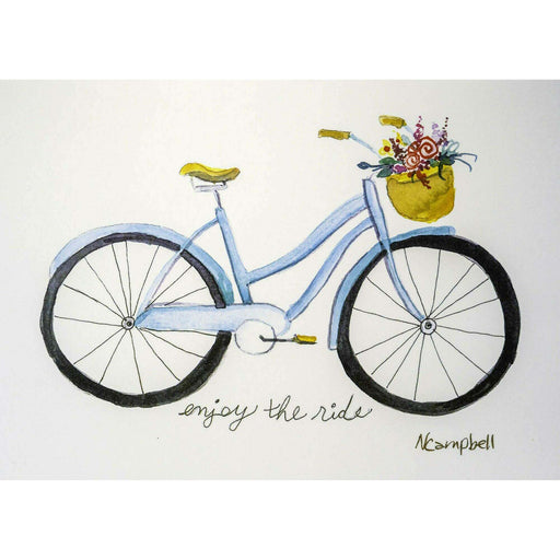 Market on Blackhawk:  Bike WaterColor Card, with Envelope  (5" x 7") - 5" x 7" Card with Envelope  |   Natalie Campbell