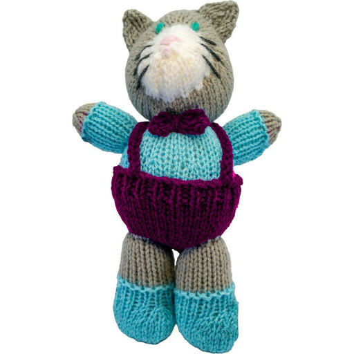 Market on Blackhawk:  Boy and Girl Kitties (with Clothes) Stuffed Animals - Hand-Crocheted - Boy Kitty - Purple Pants  |   Pretty Cute Creations by Judi