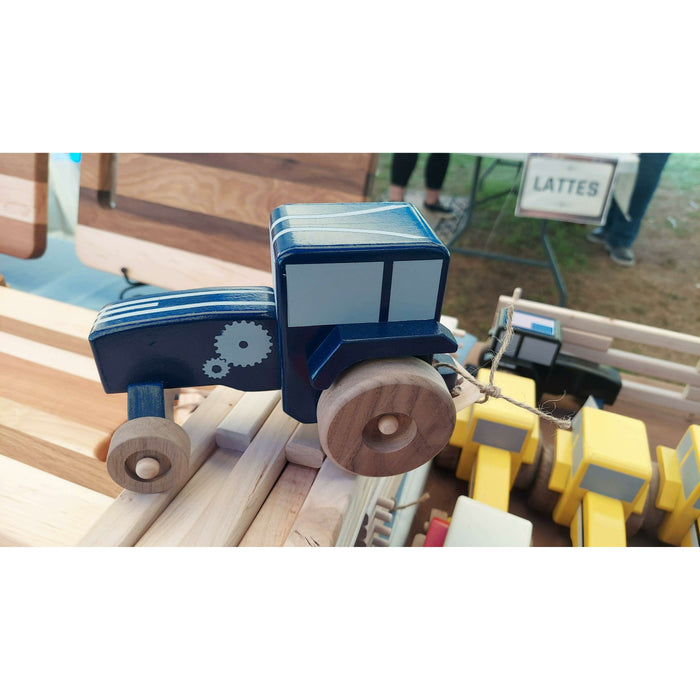 Market on Blackhawk:  'Build-a-Farm' Handmade Wooden Toys from CB's Woodworking - Navy Blue Tractor With Gear Design Toy  |   CBs Woodworking