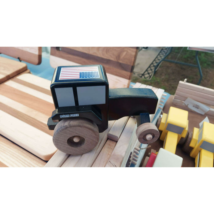 Market on Blackhawk:  'Build-a-Farm' Handmade Wooden Toys from CB's Woodworking - Black Tractor With Flag Toy  |   CBs Woodworking