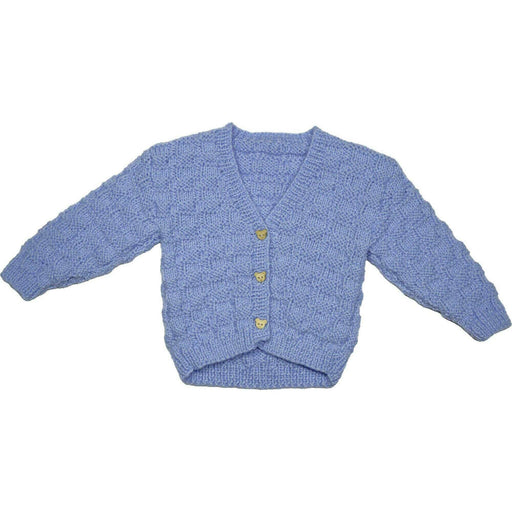 Market on Blackhawk:  Cardigan Sweaters for Boys - Medium Blue with Tan Bear buttons (Size 3-6 months)  |   Pretty Cute Creations by Judi