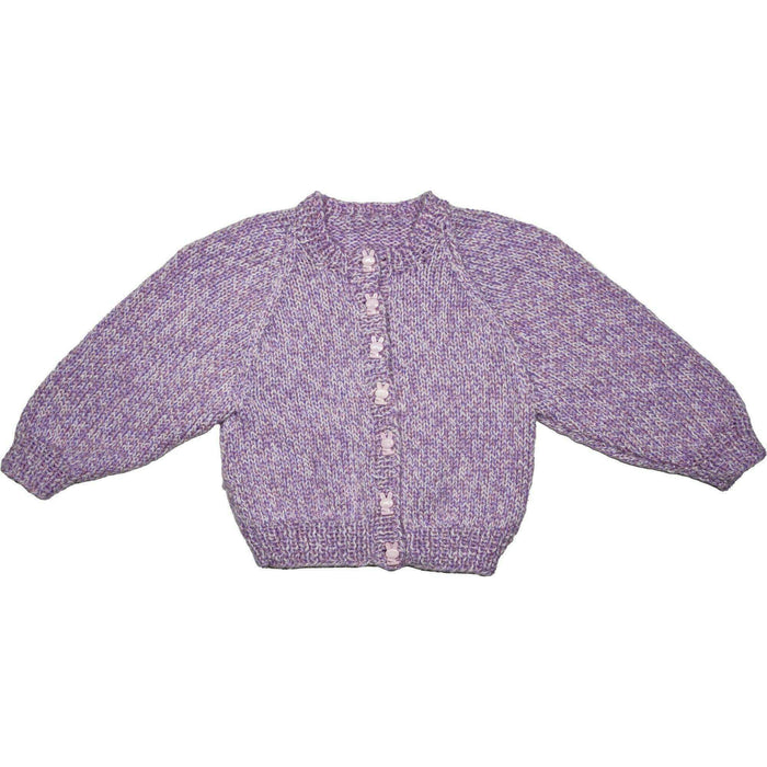 Market on Blackhawk:  Cardigan Sweaters for Girls - Purple Variagted with Pink Bunny Buttons (Size 6 - 9 months)  |   Pretty Cute Creations by Judi