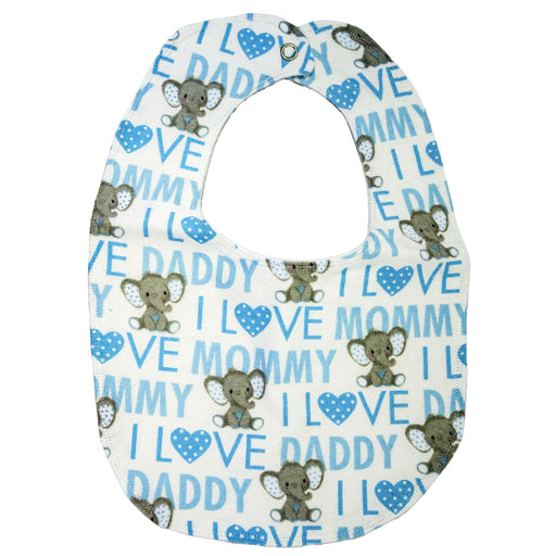 Market on Blackhawk:  Cloth Bibs - Handmade by Oh Baby Creations - I Love You Mommy & Daddy Blue  |   O Baby Creations & Kathys Simply Cakes