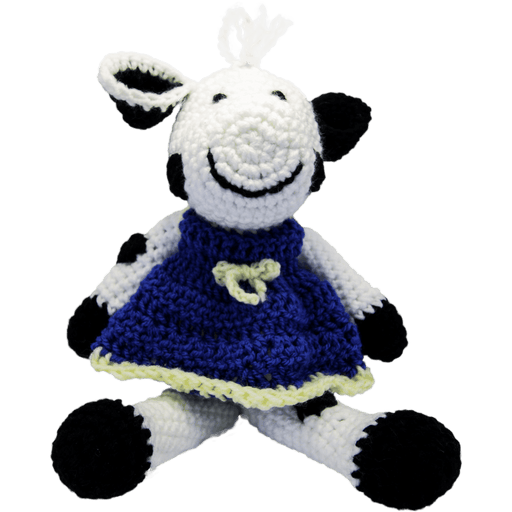 Market on Blackhawk:  Cow Stuffed Animal (Hand-Crocheted) - Deep Blue with Light Yellow Trim  |   Pretty Cute Creations by Pat