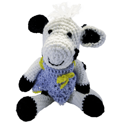 Market on Blackhawk:  Cow Stuffed Animal (Hand-Crocheted) - Baby Blue with Yellow Trim  |   Pretty Cute Creations by Pat