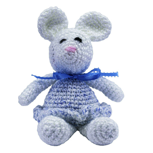 Market on Blackhawk:  Crochet Mouse Stuffed Animal (handmade) - White Mouse with Very Light Blue Dress  |   Pretty Cute Creations by Pat