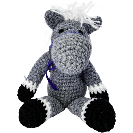 Market on Blackhawk:  Crochet Pony Stuffed Animal - Handmade - Grey Pony, with White Mane  |   Pretty Cute Creations by Pat