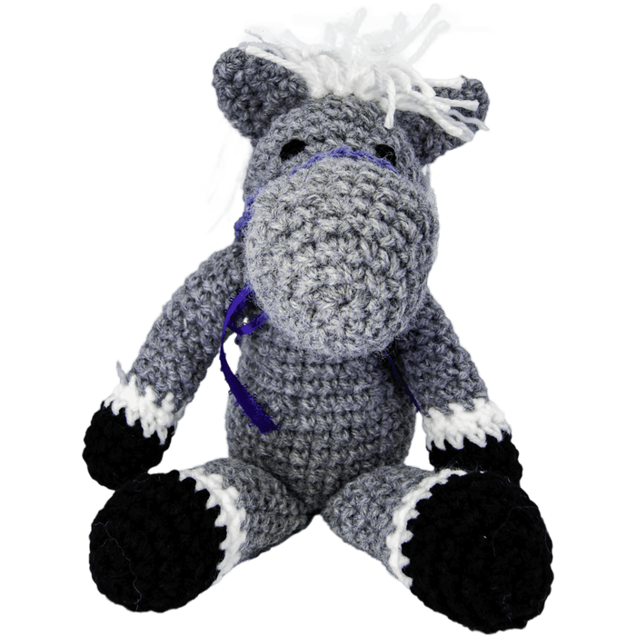 Market on Blackhawk:  Crochet Pony Stuffed Animal - Handmade - Grey Pony, with White Mane  |   Pretty Cute Creations by Pat