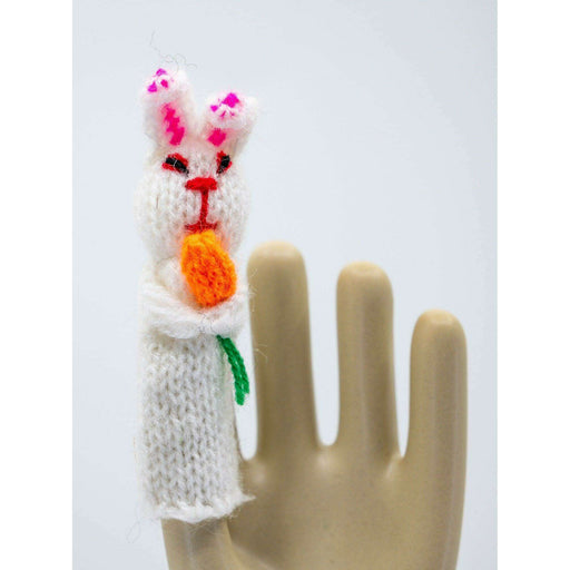 Market on Blackhawk:  Cute Fun Finger Puppets - White Bunny with Carrot Finger Puppet  |   Blufftop Farm