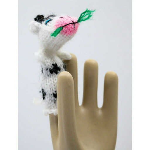Market on Blackhawk:  Cute Fun Finger Puppets - White Cow Finger Puppet  |   Blufftop Farm