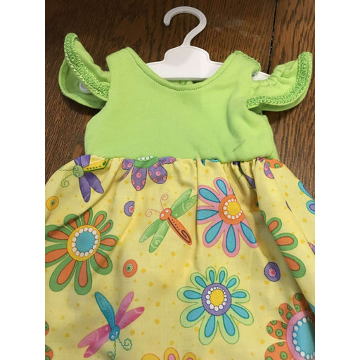 Market on Blackhawk:  Doll Dress - Green & Yellow Floral Print for 18" Dolls - Default Title  |   O Baby Creations & Kathys Simply Cakes