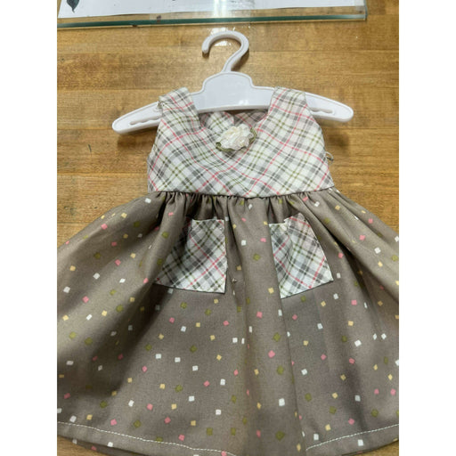 Market on Blackhawk:  Doll Dress - Taupe & Plaid for 18" Doll (handmade) - Default Title  |   O Baby Creations & Kathys Simply Cakes